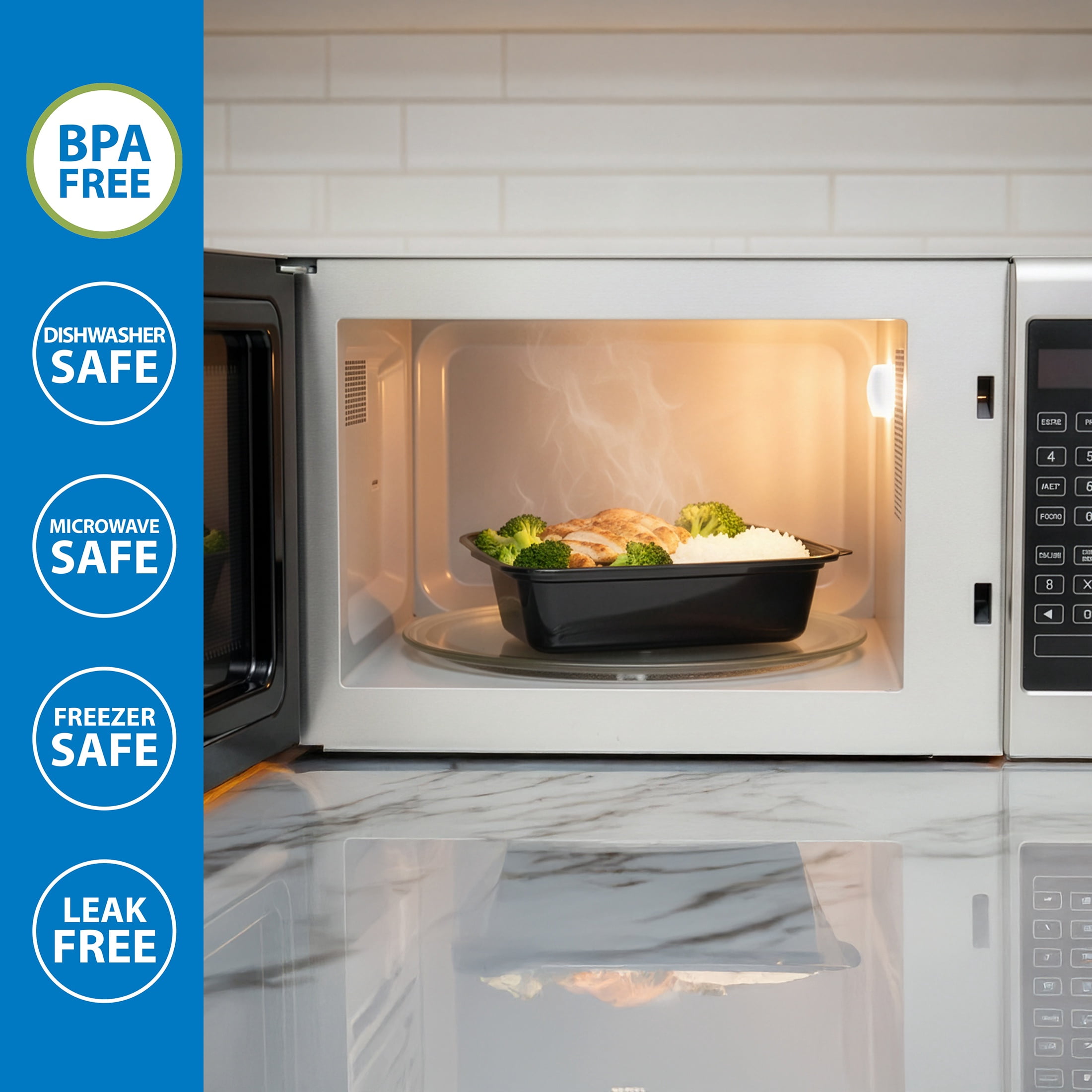 (2 pack) Mainstays 10 piece (5 Containers + 5 Lids) 3-Cup Snack Meal Prep, BPA-Free, Microwave & Dishwasher Safe
