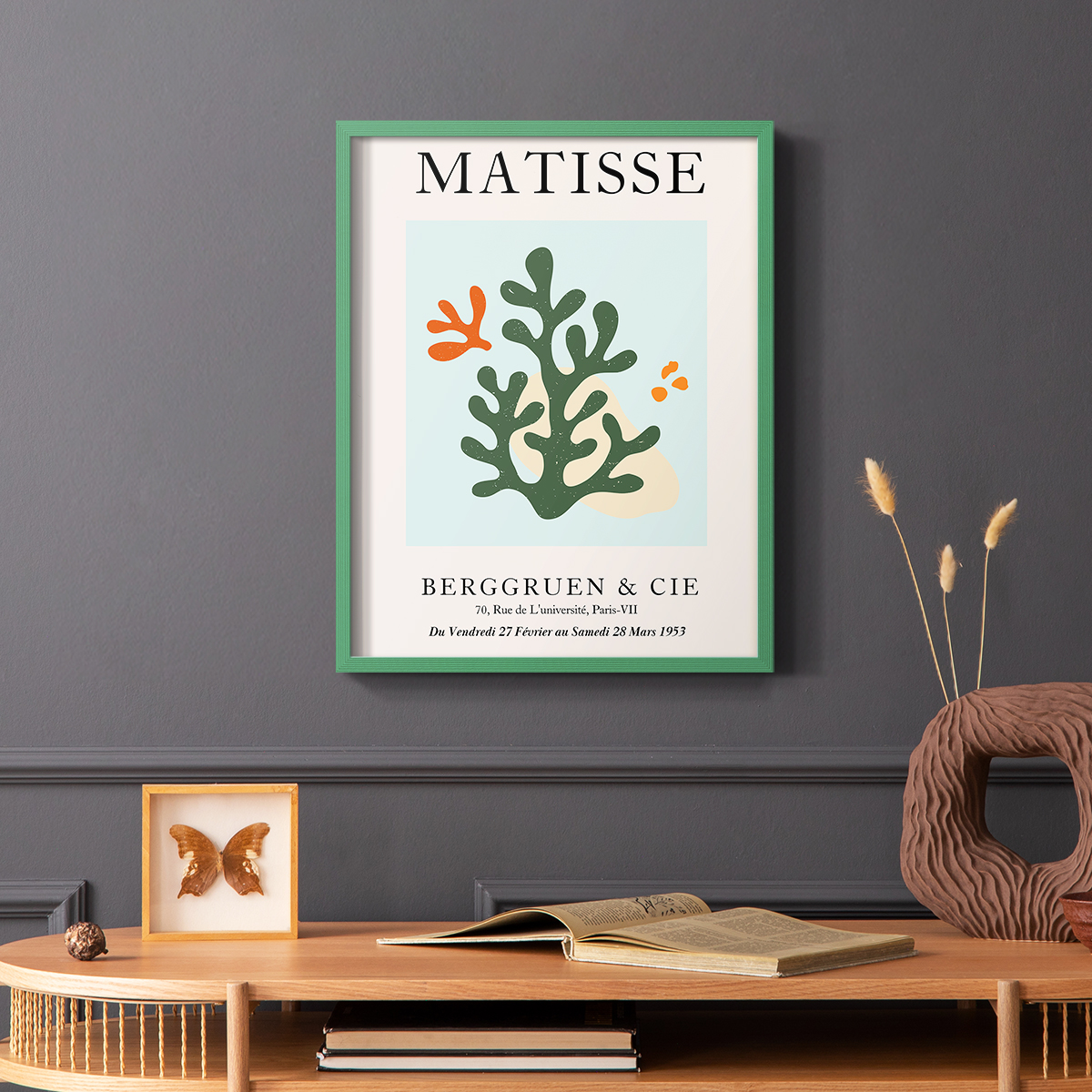 Matisse CDXCVII in Green Solid Wood Framed Print No Nail Hanging
