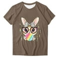thumbnail image 3 of VBTAPA Women's Happy Easter Shirt Short Sleeve Funny Tops Rabbit Graphic Colored Eggs Print T-Shirts Easter Day Gifts Brown L, 3 of 5
