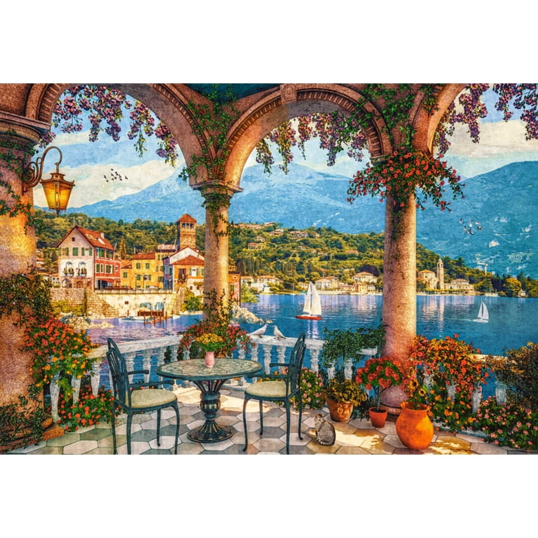 Castorland 1000 Piece Jigsaw Puzzle – Mediterranean Veranda Scenery, Italian Mountain Lake, Adult Puzzle, C-105120-2