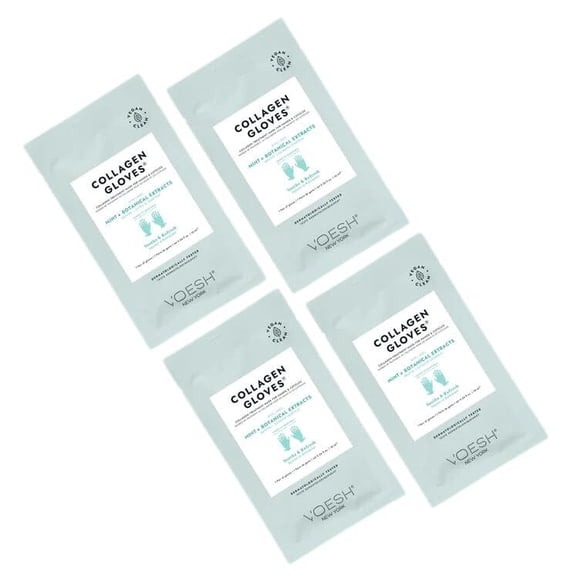 VOESH Guantes de colágeno Mascarillas de manos veganas Paquete de 4 mascarillas hidratantes para manos Loción Guantes Guantes hidratantes Cuidado de las manos Spa Manicura Guantes Tratamiento de manos