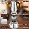 thumbnail image 6 of Ikoopy Stovetop Espresso Maker Versatile Time Saving Stainless Steel Moka Pot Easy to Clean Stove Top Coffee Makers Ergonomic Cafe Classic Induction Cookers for Home Using, 6 of 13
