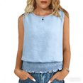 thumbnail image 2 of Xuyuer Womens Summer Sleeveless Blouses Casual Fashion Pleated Crew Neck Bubble Loose Fitted Tank Tops Shirts 2026, 2 of 9
