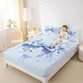 thumbnail image 4 of jejeloiu Blue Bowknot Bow Bed Sheets,Retro Bohemian Floral King Sheets For Girls Kids 4 Pieces, 4 of 7
