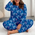 thumbnail image 7 of Byworldtasic Womens Plus Size Pajamas Sets Women's Comfy Long Sleeve Sleep Top Pants Print Pajama Set, 2-Piece, Sizes XL-5XL, 7 of 7