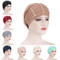 thumbnail image 1 of Women Solid Color Flower Design Hair Cover Muslim Bonnet Turban Hat Hijab Cap, 1 of 8