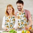 thumbnail image 3 of White Green Leaf Sunflower Pattern Apron-Garden Aprons for Women with Pockets-Cotton Linen Waterproof Kitchen Cooking Gardening Aprons Adjustable for Kitchen,Cooking,BBQ and Salon 33x27 Inch, 3 of 7