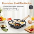thumbnail image 3 of 4 Hole Non Stick Egg Frying Pan, 4 Hole Skillet with Handle, 4 Hole Frying Pan, Divided Egg Omelet Pans, For Omelets, Pancakes, And Sandwiches, Gas & Induction Stove Compatible, White, 3 of 7