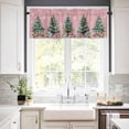 thumbnail image 3 of Christmas Kitchen Curtains and Valances Set, Xmas Tree Gift Lanterns Snowflakes Pink Rod Pocket Window Valance 18 Inch Window Curtain Panels for Living Room Bedroom Laundry, 27.5x24in, 3 Pieces, 3 of 7