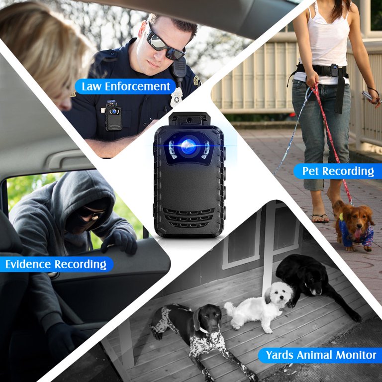 HD Police Body Camera, 25fps Body Mounted Cam con HD Night Vision Lens Registrazione Automatica in Loop, 1920x1080p Body Wearable Camera for Law Enforcement Recorder, Guardie di Sicurezza