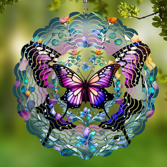 MORAVE 12 Inch 3D Butterfly Wind Spinners Outdoor, Hanging Wind Sculptures for Garden Patio Yard Decor, Birthday Gifts for Women and Mom