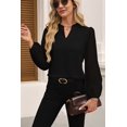 thumbnail image 6 of Mawalde Womens Tops Dressy Casual Sheer Long Sleeve V Neck Shirts Loose Flowy Chiffon Business Work Blouses Black S, 6 of 7