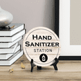 thumbnail image 3 of Round Hand Sanitizer Station, Light Wood Color Bathroom Table Sign with Acrylic Easel (5 x 5"), 3 of 3