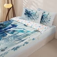 thumbnail image 3 of Castle Fairy Princess Castle Elf Print Zipper Twin Comforter Sets with Fitted Sheet and 2 Pillowcases,Chic Floral Butterfly Pattern Zipper Bedding Set,Blue White,Grey Reversible,4-Piece, 3 of 6