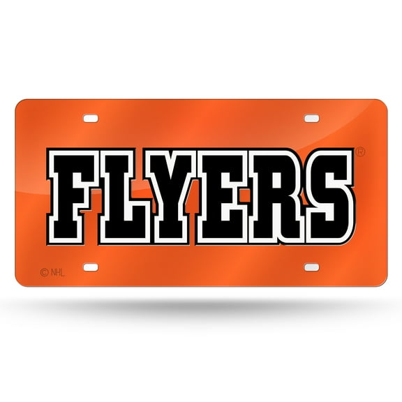 Philadelphia Hockey Flyers Orange Mirror Look Acrylic License Plate Laser Tag