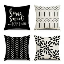 Throw Pillow Covers 18" x 18" Set of 4, Geometry Outdoor Square Pillow Cushion Cases, Modern Decorative Pillow Covers for Couch Sofa Bedroom Car, Black