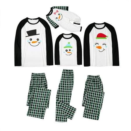 

Family Christmas Pajamas Matching Sets Cute Printed Top + Plaid Pants Sleepwear Holiday PJs for Women/Men/Kids/Couples