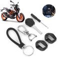 thumbnail image 1 of Keys Motorcycle Uncut Copper Blade Ignition Key Carbon Fiber Style Housing Lanyard Prevent Losing, 1 of 8