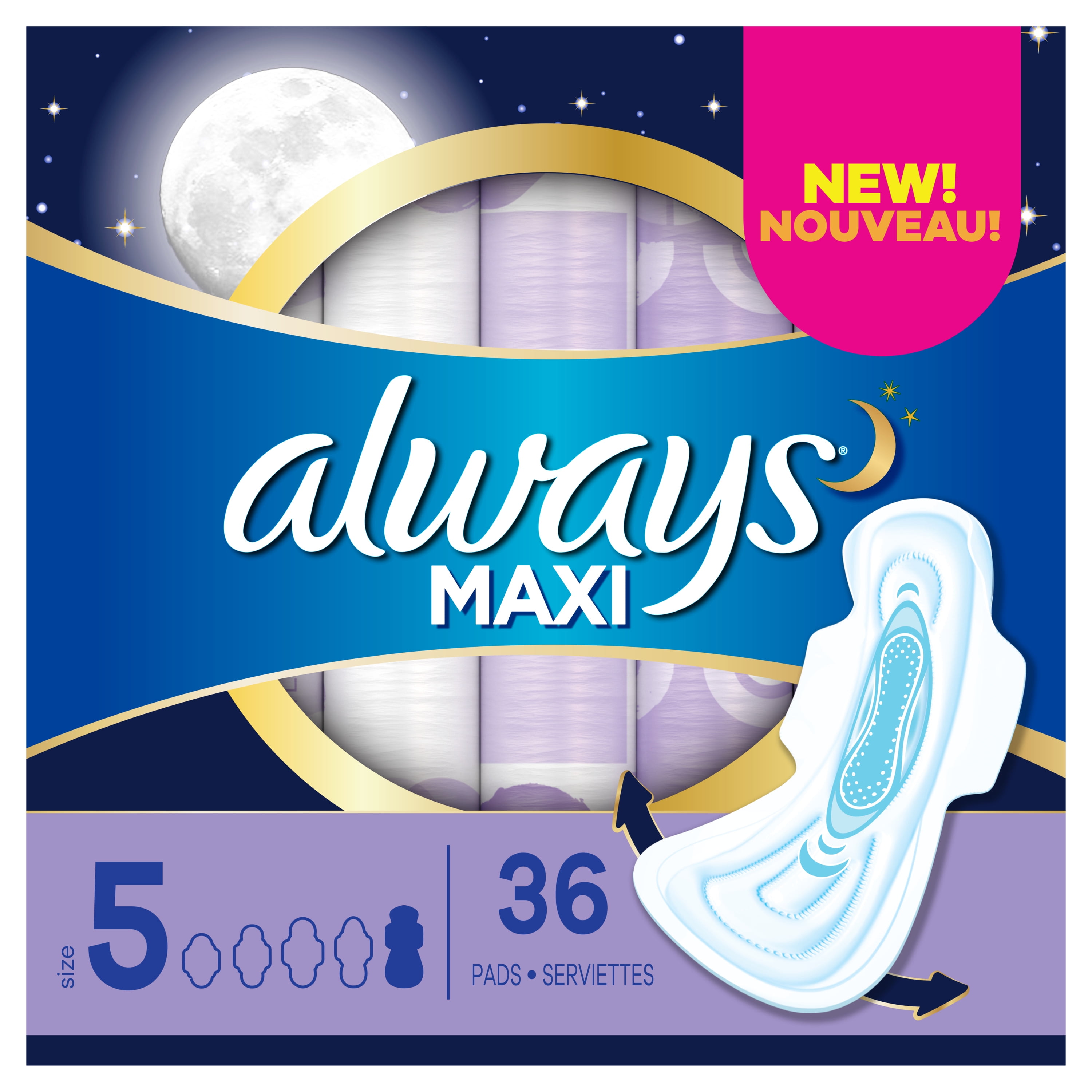 Always Maxi Super Pads, Winged, Unscented, Extra Heavy, Size 5, 36 Ct Always Maxi Super Pads, Winged, Unscented, Extra Heavy, Size 5, 36 Ct