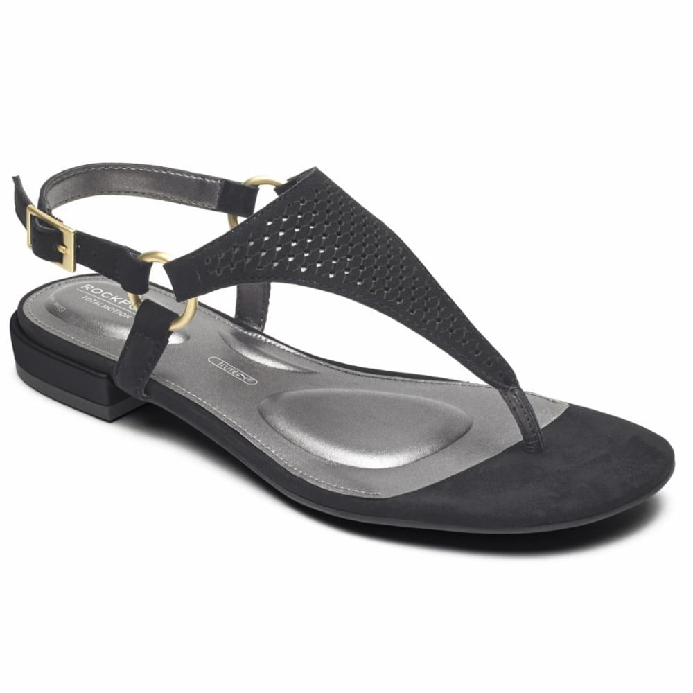 rockport black sandals