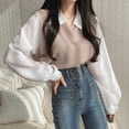 thumbnail image 1 of Blusa de dos piezas con cuello de Polo para mujer, camisa coreana informal, Tops Y2k, ropa de calle suelta, jerséis femeninos elegantes, Primavera, 1 of 5
