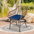 thumbnail image 3 of Costway 3PCS Patio Rattan Bistro Set Coffee Table Armchair Garden Navy Cushion, 3 of 10