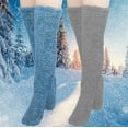 thumbnail image 2 of Besolor 2 Pairs Over Knee Fuzzy Socks, Plush Slipper Stockings, Cozy Long Leg Warmers for Women, Winter Home & Sleeping Socks, 2 of 3
