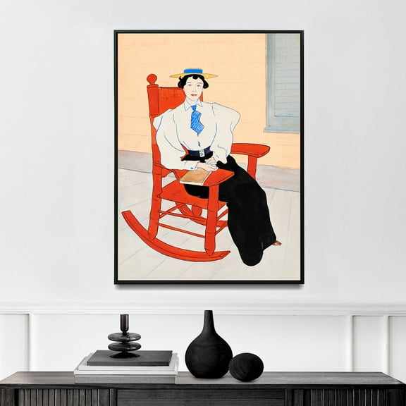 Young Woman Seated in a Red Rocking Chair - ca. 1895–1900 | Edward Penfield | Premium Fine Art Print | 19th Century American | Illustration, American Golden Age | Portrait