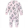 thumbnail image 3 of Hudson Baby Infant Girl Plush Jumpsuits, Pink Penguin, 3-6 Months, 3 of 4