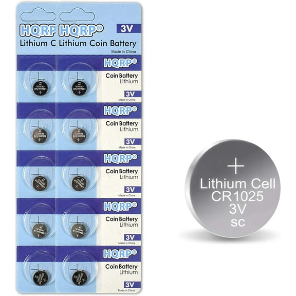 HQRP 10-Pack CR1025 3-Volt Lithium Coin Cell Battery CR1O25 BR1025 DL1025 1025 5033LC KL1025
