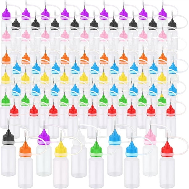 100 Mini Aplicadores de Aguja con Punta de Precisión de 10 Ml/0,34 Oz. Aplicador de Punta Fina. Pegamento para Aceite Líquido, Manualidades B