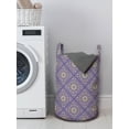 thumbnail image 3 of Moroccan Laundry Bag, Floral Oriental Mandala Motif Vibrant Tones Illustration, Hamper Basket with Handles Drawstring Closure for Laundromats, 13" x 19", Blue Violet Pale Camel, by Ambesonne, 3 of 4