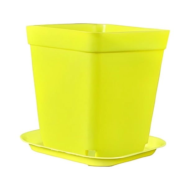 Inteprter Maceta cuadrada Color caramelo Macetas Orificio de drenaje Jardinería Horticultura Maceta con bandeja Jardín Balcón Jardín y Patio Amarillo