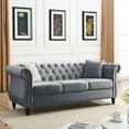 thumbnail image 6 of Newest 6-Piece Chesterfield Velvet Sofa Set (3+3 Seater) for Elegant Living Room or Office Lounge, Grey, 6 of 9