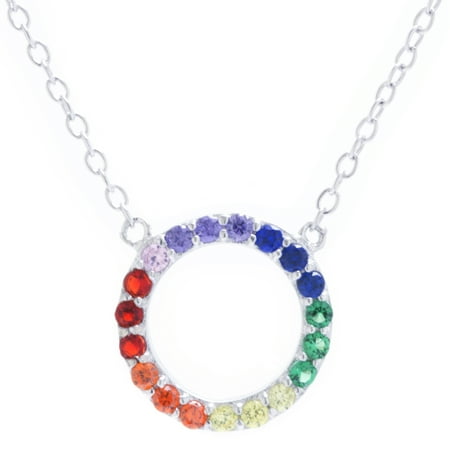 Gold Open Circle Pendant Marisol & Poppy 14kt Gold Plate Over Fine Sterling Silver Rainbow Cubic Zirconia Open Circle Necklace 18 inches ()