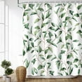 thumbnail image 2 of Green Leaf Shower Curtain, Plant Shower Curtain, Eucalyptus Shower Curtain, Watercolor Sage Leaves Branches Botanical Nature Shower Curtain for Bathroom with 12 Hooks, 72W x 72H Inches, 2 of 6