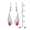 thumbnail image 2 of Stylized Filigree Teardrops Red Coral Inlay Sterling Silver Dangle Earrings, 2 of 5