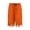 Orange, variant on lnmuld Girls Contrast Stripe Knee Length Shorts Full Drawstring Waist Lightweight Loose Fit Summer Casual Size:7-8 Years