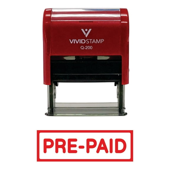 Vivid Stamp Pre-Paid Self-Inking Office Rubber Stamp (Red) - Medium