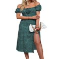thumbnail image 1 of PENGXIANG Femmes Volant Manches Courtes Col Carré Boho Floral Midi Robe Fluide une Ligne Longue Robe, 1 of 7