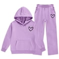 thumbnail image 6 of Kezqiaxn Girls Outfits Winter 2 Piece Lounge Set Cute Heart Printed Hoodie and Pants with Pocket Sweatsuits Matching Sets for Kids Size 5-14, 6 of 7