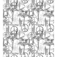 thumbnail image 3 of Surf Duvet Cover Set, Silhouette of a Surfing Lady Woman in the Ocean Peace Signs Retro Pattern Art, Decorative 3 Piece Bedding Set with 2 Pillow Shams, Queen Size, Grey White, by Ambesonne, 3 of 3