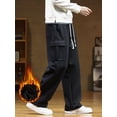 thumbnail image 3 of Winter Multi-Pockets Sweatpants Men Fleece Liner Thick Warm Straight Loose Track Pants Cotton Casual Thermal Cargo Trousers 8XL, 3 of 5