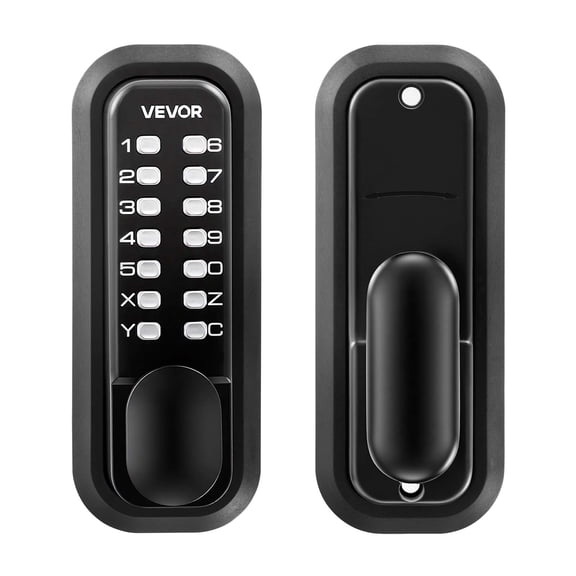 VEVOR Mechanical Keyless Entry Door Lock, 2.0 Code Upgrade, 4-7 Digits Code, Single-Sided Push Button Combination Mechanical Keypad Door Knob, Auto Locking, for Garden Gates, Indoor or Outdoor, Black