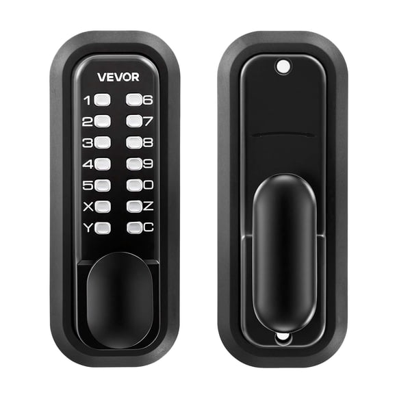 VEVOR Mechanical Keyless Entry Door Lock, 2.0 Code Upgrade, 4-7 Digits Code, Single-Sided Push Button Combination Mechanical Keypad Door Knob, Auto Locking, for Garden Gates, Indoor or Outdoor, Black