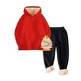 thumbnail image 3 of Gaexia Boys Sweatsuit Set Boys Sweat Suit Sweatshirt and Sweatpant Warm Up Suit Regular Fit Hoodie Sets 2 Pieces Boys Tracksuit Set 14-16 Back To School,za15-Red,150, 3 of 5