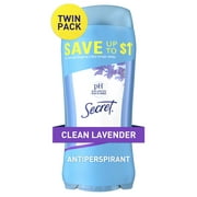 Secret Invisible Solid Antiperspirant Deodorant, Clean Lavender, 2.6 oz, Twin Pack