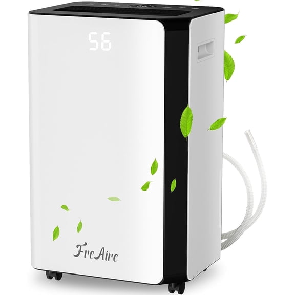 FreAire 50 pt 4500 sq ft Dehumidifier in White - Auto Manual Drain, 3 Operation Modes, 24 Hour Timer