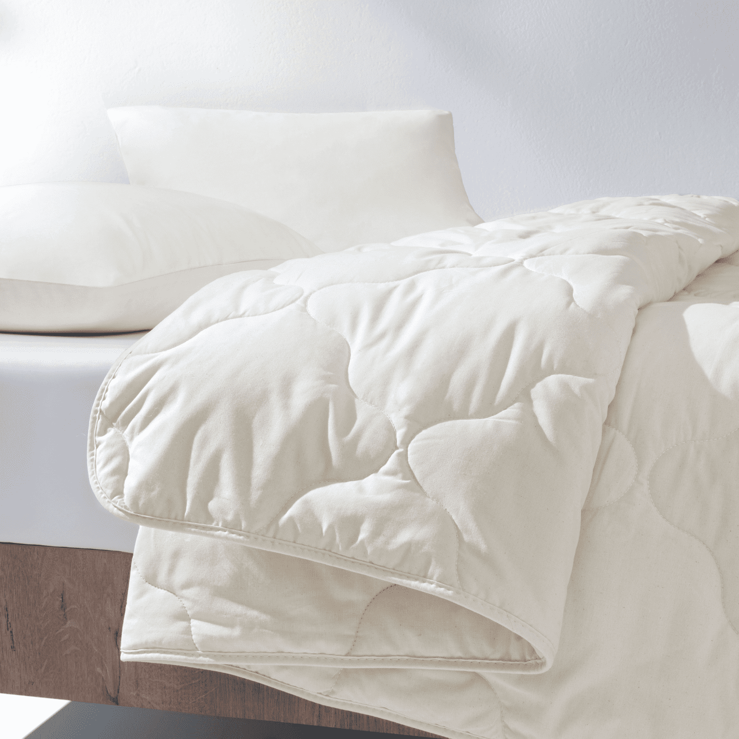 Yatas Bedding Wool Comforter, 100% Wool Filling, Durable, Machine Washable Quilt, 100% Natural Soft Cotton Cover, Bedding Duvet Inserts & Bed Sets, Ecru (Queen) - 89"x89"