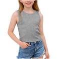 thumbnail image 2 of NAISIBABY Girls Tank Tops, Embroidered Back Sleeveless Soft Comfy Summer Casual Fashion Undershirts Gray 9T, 2 of 7